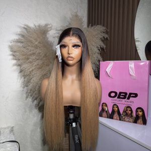 Super double drawn chocolate on blonde bone straight 24 inches